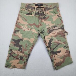 Jordan Craig Shorts Mens 30 Green Camo Cargo Distressed 16 Inseam Legacy Army